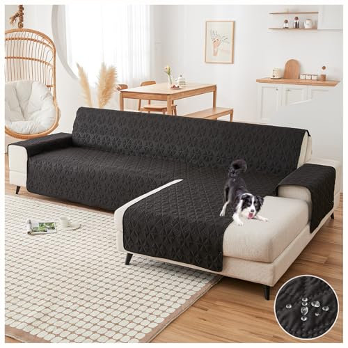 CZQGLYM Sofabezug Sofa Abdeckung Wasserdicht L Form 1/2/3/4 Sitzer,2025 Neue Universelle rutschfeste Sofaschoner, Anti-rutsch Water Resistant Schmutzresistent Sofa Cover (Black,240 * 270CM)