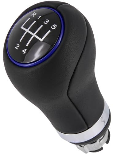 Recambo Schaltknauf 5 Gang passend für VW Polo 9N, 2001-2009, Plug & Play, Auto Schalthebel, schwarz - blau