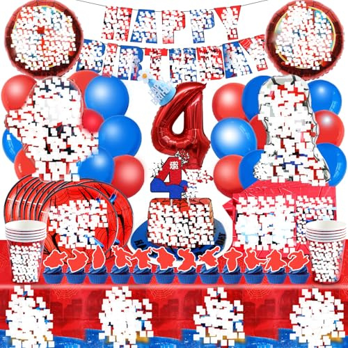 91 PCS Compleanno Spiderma 4 anni, Set Compleanno Spiderma, Decorazioni Spiderma Feste Compleanno, Stoviglie Palloncino Spiderma, Include Cake Topper Piatto Tazza Tovaglia Tovaglioli
