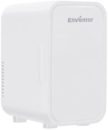 Enventor Mini Fridge 6 Litre/ 8 Can, AC+12V DC Power, Portable Cooler & Warmer, Small Fridge for Bedrooms, Car, Skincare, Fruit and Drinks, White