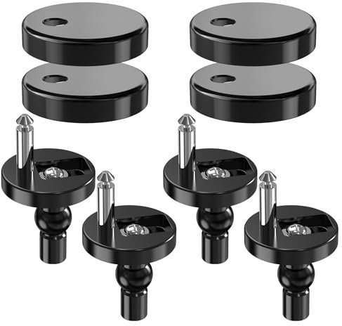 Quick Release Toilet Seat Fixings Black, AncableTop Universal Toilet Seat Hinge Fittings for WC Toilet Blind Holes 4 Pack