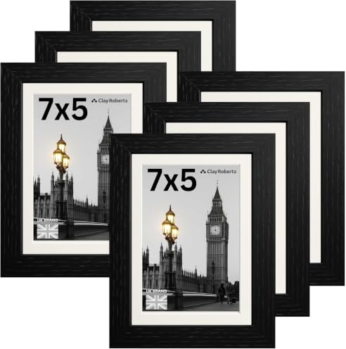 7x5 Photo Frame, Black Picture Frame, 6 Pack, 13x18cm, 5x7 Frames Black | Freestanding, Wall Mountable, UK Brand