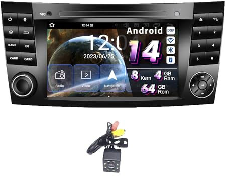 Amaseaudio Android 14 Autoradio 7zoll für Benz W211(2002-2008), Drahtloses Carplay Android Auto, DSP+, Unterstützung 4G WiFi Bluetooth 5.0/Rückfahrkamera/SIM-Kartensteckplatz