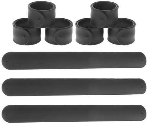 IMIKEYA 12 Stück Slap Armband Schwarz Silikon Slap Armbänder Party Schnapsarmband Kinder Druckknopfbänder für Geburtstag Freundschafts, 21,5cm