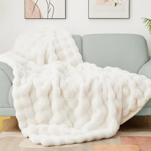 Latepis Luxury King Faux Fur Fuzzy for Bed Soft Thick Blanket for Sofa Cute Plush Fuzzy Warm Blanket for All Seasons Furry Throw Beige 229 * 275cm, 860gsm