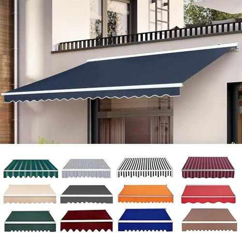 Markisen Ersatzstoff, Ersatztuch Für Einziehbare Klemmmarkise, Markisenbespannung Canvas Markisenstoff, Terrasse Markise Ersatz-Bezug Garten Sonnenschutz Polyester Überdachung(Dark Blue,2.5x2m/8x6.5ft