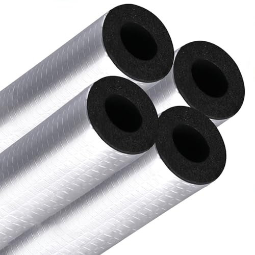 CMJYMX 4 Pièces Tuyau Isolation Mousse Isolation De Tuyau Phonique Tuyau ID 22-275 MM, Tube D'isolation Thermique Ignifuge Étanche avec Feuille D'aluminium(76mmx20mmx95cm)