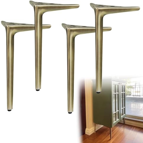 AUJLKJOUV 4 Stück Schrankfüsse Dreieck Möbelfüße Metall Konisch Möbelbeine Ersatz Schrankfüße Esstisch Füße für Sofa, TV-Schrank, Bett, Couchtisch, Lehrstuhl Bronze (19cm)