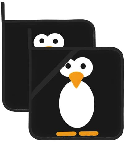Cute Penguin Pot Holders Set 2 Pans Holders 20.5cm Heat Resistant Grilling Microwave Barbeque Handling