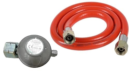 Rothenberger Industrial Set Gasdruckregler 300 mbar mit 0,8 m Niederdruckschlauch | 2 kg/h | für Propangasflaschen | Abgangsgewinde 3/4 | Druckminderer mit Gasschlauch-Anschluss | Messing-Bauteile