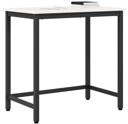 vidaXL Tisch Weiß 80 x 50 x 77 cm Ingenieure Holz und Stahl, Moderner, rechteckiger, höhenverstellbarer Tisch, einladender Schreibtisch, robuster Stahlrahmen