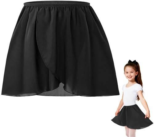 DiULi Girls Ballet Wrap Skirt, Sheer Chiffon Dance Skirt | with Adjustable Waist Tie, Lightweight Breathable Ballet Practice Skirt for Kids, Dance Class, Gymnastics