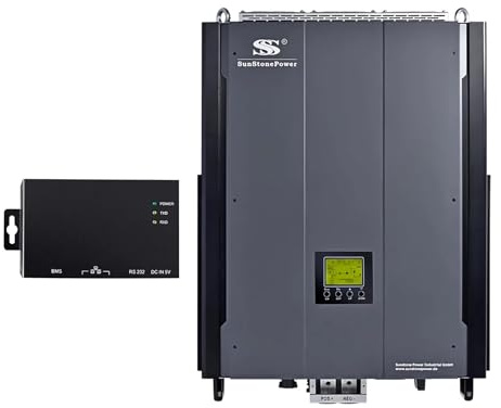 SSSUNSTONEPOWER 48V 10kW 3-Phasen Hybrid Wechselrichter |48V DC auf 230/400V AC | Inselbetrieb & Netzeinspeisung | VDE4105 Zertifiziert | Ideal für Haus, Büro, Ferienhaus (mit Smartmeter), 0% MwSt