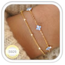 LOLIAS Armband Silber 925 Damen Gold Perlenarmband | Doppellagiges Design mit Zirkonia und Opal, verstellbar 16.5 plus 5 cm,Hypoallergene stapelbar als Geschenk