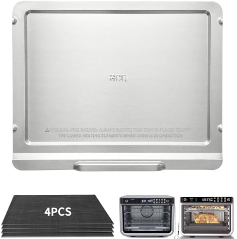 GCQFZ Air Fryer Tray Replacement for Ninja Foodi 10 in 1 XL Pro DT201 Smart XL DT251 Air Fry Oven, Stainless Steel Drip Tray Crumb Tray with 4 Reusable Oven Liners Mats, Dishwasher Safe