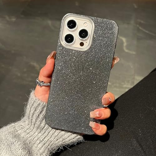 QIODAYI Compatible with iPhone XS Max Glossy Glitter Solid Color Painted Shockproof Phone Case Black