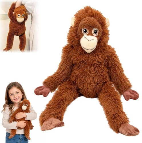 Meemion Punch Monkey PlüSchtier - 40cm Großes Orang Utan Kuscheltier, Klammeraffe Plüschtier, Waschbar und Sicher für Kinder, Realistisches, Weiches und Kuscheliges Affenspielzeug
