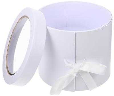 GRADENEVE Boîte à Fleurs Ronde Blanche pour Thanksgiving et Fête des Mères en Papier et Tissu, Légère et Pratique pour Emballage Créatif de Roses et Œillets