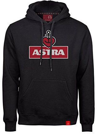 ASTRA Hoodie Herzanker Unisex, Sweater in Schwarz, sportlicher Kapuzen-Pullover mit Logo-Print auf Brust & Kapuze, Pulli für Männer & Frauen in S