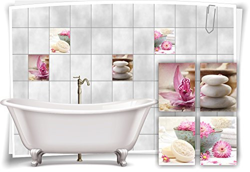 Medianlux Fliesenaufkleber Fliesenbild Blumen Orchidee SPA Wellness Aufkleber Deko Bad Fliesen Dekoration Badezimmer, 20x25cm fp5p11h-57595