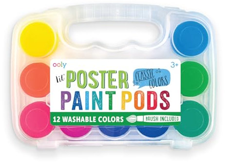 Ooly, Lil' Paint Pods, Paint Set for Kids, Posters, Arts, Crafts, Painting Supplies - Set of 12 Basic Colors, with Brush