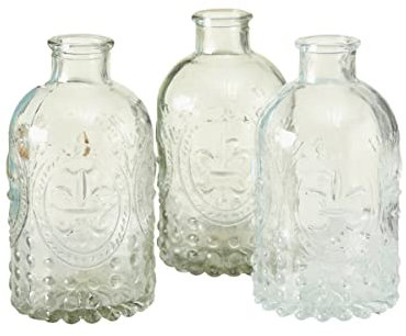 Boltze Vase Country 3-teilig (Blumenvase für Tischdekoration, Glas-Vase für Blumen, Durchmesser 5,5 cm, Klarglas, Höhe 12 cm) 4019400, Klar