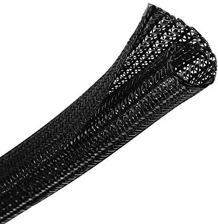 CrocSee 10ft - 1/2 inch Braided Cable Management Sleeve Cord Protector - Self-Wrapping Split Wire Loom for TV/Computer/Home Theater/Engine Bay - Black