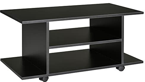 HOMCOM Mueble para Televisión Mesa para TV con Estantes y Ruedas con Bloqueo Superficie de Melamina 80x40x40 cm Negro
