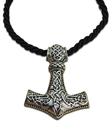 Seraphis Thor's Hammer Mjolnir Necklace Norse Mythology Pendant Viking Power Odin Charm Cord Chain