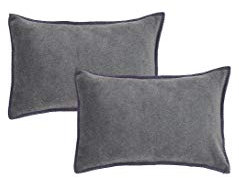 Done 2er Set Kissenbezug Cozy kuschelweich samtig softig Hülle 45x45 o. 40x60cm Umkettelung am Saum - in vielen Farben, Größe Kissen:40 x 60, DONE:Anthracite 3900