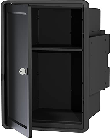 LM 830 Jemma Medizinschrank abschließbar, Medikamentenschrank mit Schloss, Arzneischrank mit Tür, Erste Hilfe Schrank 36,5x25x25,5 cm Anthrazit/Schwarz