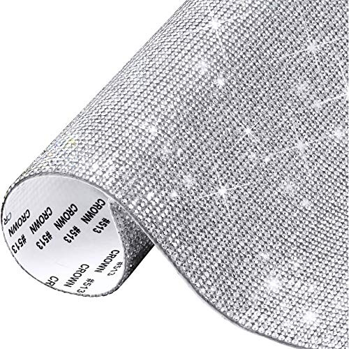 Foglio di Strass Bling Adesivo di Strass in Cristallo per Veicolo Auto Cellulare Telefono e Regali Abbellimento Craft Decorazione 40 x 24 cm Bianco