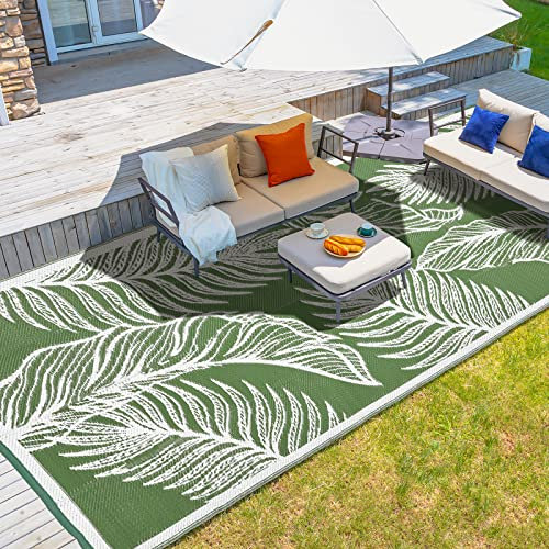 wikiwiki Tapis d'extérieur de 22,9 x 45,7 cm pour terrasse, Balcon, Piscine, Pique-Nique, Plage, Vert