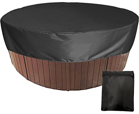 DFANCE Rotonda Copertura per Vasca Idromassaggio da Esterno Copertura Invernale Piscina Fuori Terra,Impermeabile Copertura per Vasca Idromassaggio Esterni,Anti UV per Vasca,Nero,160x90cm