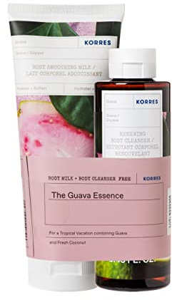 KORRES GUAVA Körperpflege Set, 2-teilig, Duschgel (250ml) & Körpermilch (200ml), vegan, für feuchtigkeitsspendende Pflege
