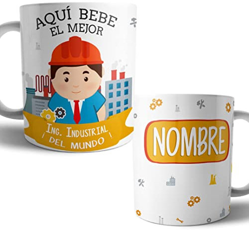 Taza Ingeniero Industrial Mujer Original Personalizada con Nombre | Mejor del Mundo Taza Ingeniero Industrial Mujer Profesiones de Cafe Desayuno para Regalar (Ingeniero Industrial Hombre)