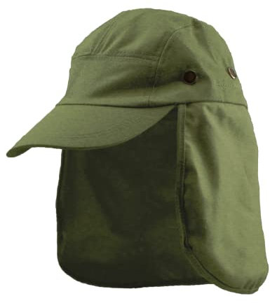 Carnavalife Sombrero de Sol con Protección Cuello para Hombre Mujer, Gorras de Béisbol Plegable y Ajustable, Gorro con Orejeras de Acampada y Marcha, Unisex, Talla única (Verde)