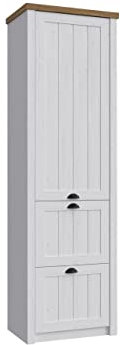 Mirjan24 Drehtürenschrank Provence S1D2S mit Kleiderstange und 2 Schubladen, Garderobenschrank, Kleiderschrank, Schrank für Diele & Flur, Schlafzimmerschrank (Kiefer Andersen/Eiche Lefkas Dunkel)