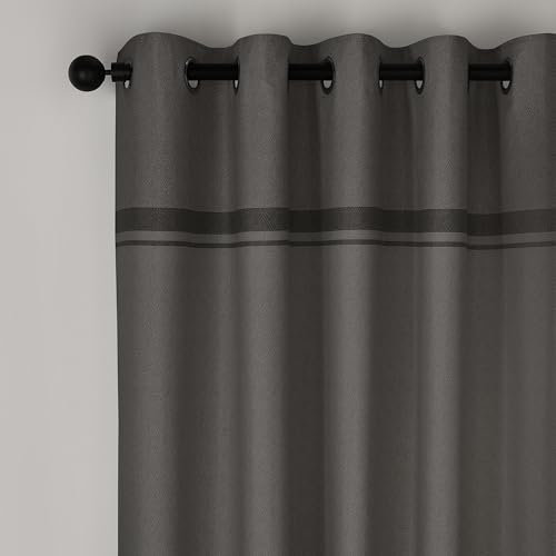 Catherine Lansfield Melville 90x90 Inch Lined Eyelet Curtains Two Panels Grey