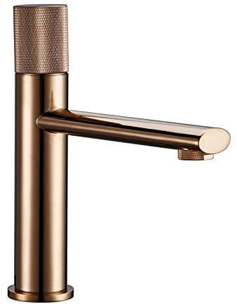 Rose Gold Bathroom Sink Tap Brass Single Lever Cold and Hot Water Mixer Tap