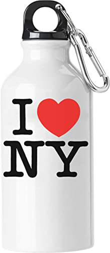 I Love NY I Love New York Touristische Wasserflasche mit Karabiner Weiß 400ml