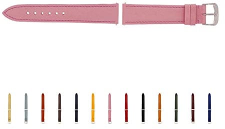 SELVA Uhrenarmband, 14-24 mm, Leder, zum Wechseln, Ersatzarmband für Smartwatch, Made in Germany, Größe:22 mm, Farbe:Rosa mit silberner Schließe