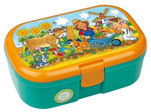 Lutz Mauder Brotdose Kinder mit Fächern Lunchbox Junge Mädchen Bauernhof Pausenbox Schule Kindergarten Vesperdose Brotbox Snackbox robust und kindgerecht