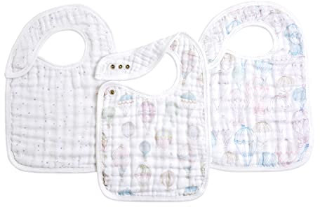 aden + anais Baby Drool Lätzchen, weich und saugfähig, 100% Bio-Baumwolle, verstellbares Bandana-Schnapp-Lätzchen-Set für Jungen und Mädchen, 3er-Pack, über den Wolken