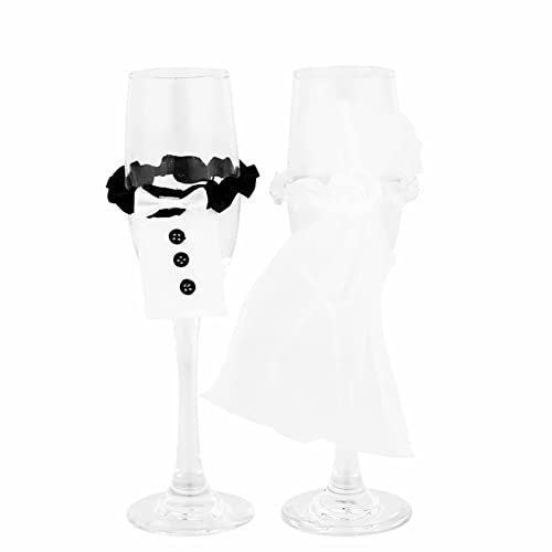 zalati Champagnerglas Tasse Dekoration Braut und Bräutigam Stil Glasabdeckung für Hochzeit Party Bankett Abendessen Tischdekoration