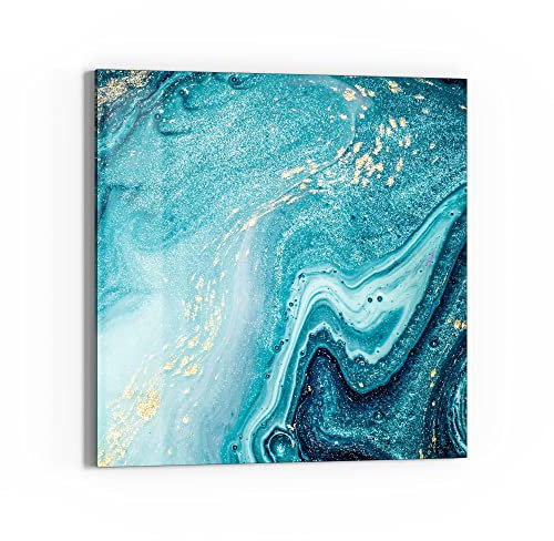DEQORI Glasbild Echtglas | Motiv Meer aus Marmor | quadratisch einteilig 50x50 cm | schöne Dekoration | Wandbild für Wohnzimmer, Schlafzimmer, Flur & Küche | moderne Wanddeko