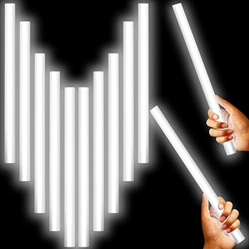 Lewtemi 10 Stück 35,6 cm große Knicklichter Weihnachten Jumbo Sticks Big Glow Stick Giant Light Stick Notlichtstab für Camping Zubehör Survival Kit (Weiß)