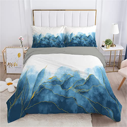 LUYAPOND Bettwäsche 140x200 Blaue Murmel Flauschig und Weich Mikrofaser bettbezug Set - 1 Bettbezüge mit 1 Kissenbezug 80x80 cm für Kinder Jugendliche