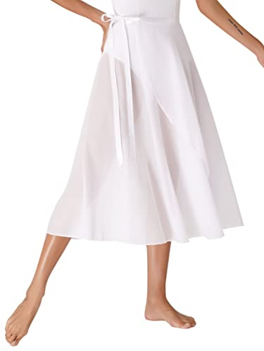 YiZYiF Womens Chiffon Sheer Ballet Dance Skirt Lyrical Modern Flowy Dance Dress Contemporary Dance Long Skirt White One Size