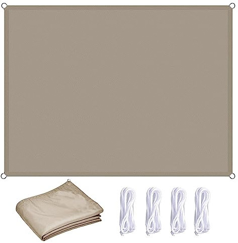 Sun Shade Sail Waterproof 6.5 x 9 m(21.33 x 29.53ft) Water Resistant UV Protection Pergola Awnings Easy to Install For Outdoor Garden Patio Party, Taupe